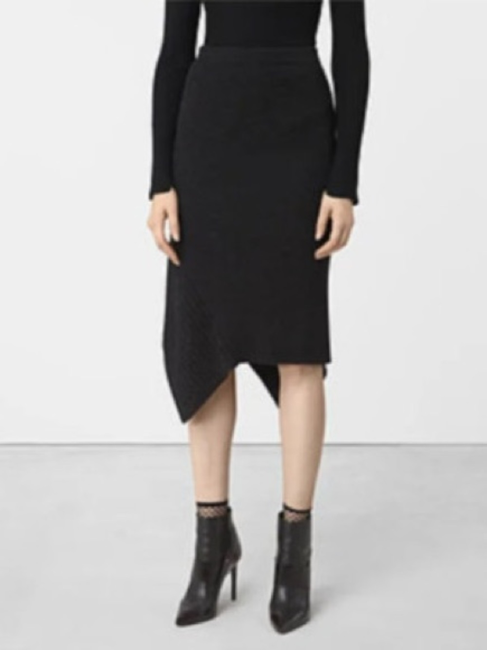 All Saints 100% Merino Keld skirt - Asymmetric Knit Midi Skirt size XS